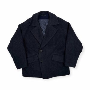 Y's ワイズ yohji yamamoto ヨウジヤマモト 高機能Thinsulate ウール 起毛 ハーフコート オーバーコート ジャケット 2/ネイビー