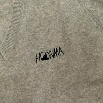 カシミヤ100%◆HONMA GOLF 本間ゴルフ ロゴ刺繍入り Vネック カシミアウール ニット セーター ( L )/霜降り 杢グレー スポーツ 日本製_画像4