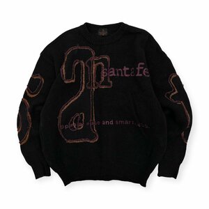 豪華デザイン!!◆santa fe サンタフェ 立体編み 長袖 ウールニット セーター サイズ 3/ブラック 黒/メンズ