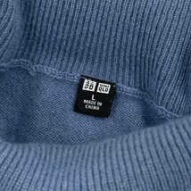 カシミヤ100%◆UNIQLO ユニクロ タートルネック 長袖 ニットセーター Lサイズ / ブルー レディース カシミア k-188_画像3