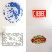 147U112★未使用！ DIESEL×Fire-King ディーゼル×ファイヤーキング/ノベルティ ミルクグラス マグカップ 食器/非売品/白・赤 2個セット_画像3