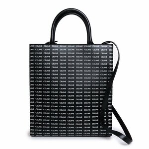 （新品・未使用品）セリーヌ CELINE スモール バーティカルカバ ショルダー ハンドバッグ 2WAY ブラック ホワイト 黒 キャンバス 191542DT2