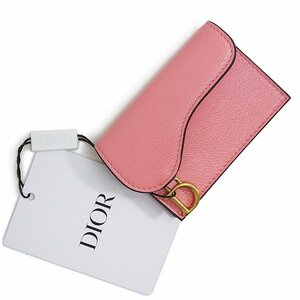 （新品・未使用品）クリスチャンディオール Christian Dior サドル フラップ カードホルダー 定期入れ レザー ライトピンク S5611CCEH 箱付