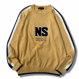 《良品◎》NICOLE SPORTS ニコルスポーツ★日本製*ビッグロゴデザイン*ニット*セーター*マスタード*サイズM(MA5234)◆S60