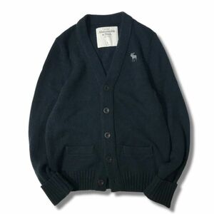 《良品◎》Abercrombie&Fitch アバクロンビー&フィッチ★ワンポイント*ショールカラーニットカーディガン*ネイビー*サイズL(MW2558)◆S60