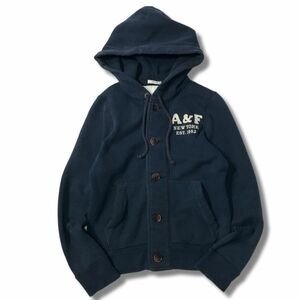 《良品◎》Abercrombie&Fitch アバクロンビー&フィッチ★ワンポイント*フーデットパーカー*ネイビー*サイズS(MW2617)◆S80