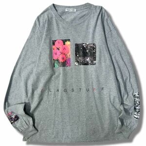 《良品◎》FLAGSTUFF フラグスタッフ★18SS*村山靖行*ビッグロゴ*長袖Tシャツ*カットソー*グレー*サイズL(MA5390)◆S60