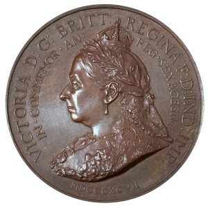 1897 イギリス ヴィクトリア 女王 ダイアモンド ジュビリー スピンク 公式 ブロンズ メダル アンティーク 英国 希少