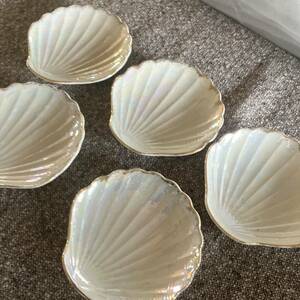 シェルプレート　レトロ　5枚　セラミック　陶器　貝殻