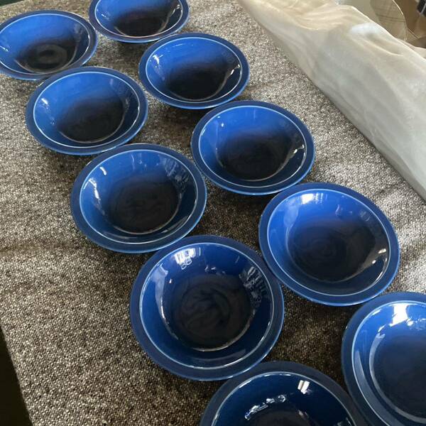 青　ブルー　皿　10枚　小皿　銘々皿　レトロ