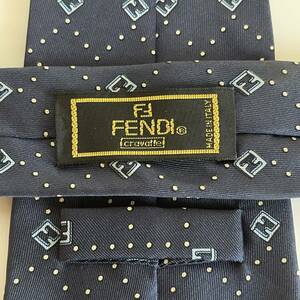 FENDI(フェンディ) ネイビー点ズッカ柄チェックネクタイ