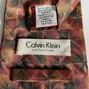 カルバンクライン（Calvin Klein) オレンジボルドースクエアネクタイ