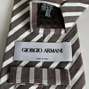 GIORGIO ARMANI(ジョルジオアルマーニ) ブラウン白ストライプネクタイ