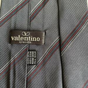 VALENTINO( Valentino ) gray stripe one Point Logo necktie 