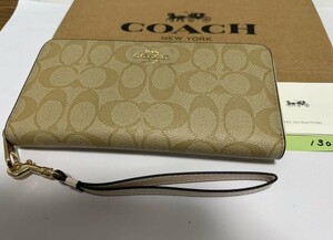 130 新品未使用 COACH コーチ 長財布 シグネチャー ラウンドファスナー アウトレット C4452