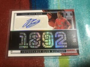 34/92 ヨンアルネリーセ PANINI IMPECCABLE SOCCER CLUB HISTORY LIVERPOOL JOHN ARNE RIISE リヴァプール 直筆サインカード