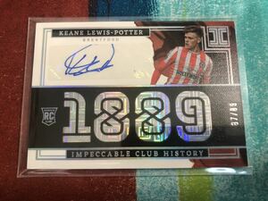 87/89 ルイスポッター PANINI IMPECCABLE CLUB HISTORY SOCCER BRENTFORD KEANE LEWIS POTTER ブレントフォード 直筆サインカード