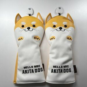 ♪秋田犬♪　フェアウェイウッド用ゴルフヘッドカバー2個セット　イエロー