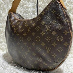 1円 美品 LOUIS VUITTON ルイヴィトン ショルダーバッグ ワンショルダー ハーフムーン モノグラム クロワッサン GM ブラウン 半月型 レザー