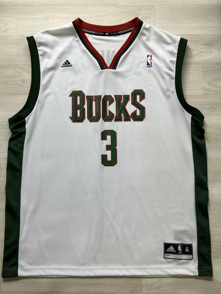 【美品】 NBA　BUCKS ブランドン・ジェニングス ★ ミルウォーキー・バックス adidas アディダス ユニフォーム ジャージ バスケ XL シャツ