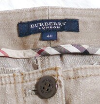 BURBERRY LONDON バーバリーロンドン フレアスカート ノバチェック ライン入り ベージュ デニム タック プリーツスカート ボトムス 40 L_画像6