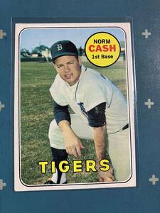 1969 Topps Baseball #80 Detroit Tigers Norm Cash 5 Time All Star，1968 World Series Champion Team Member