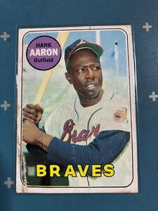 1969 Topps Baseball #100 Atlanta Braves Hank Aaron 25 Times All Star 755 Home Runs MLB HOF (Creases/写真を必ず確認）