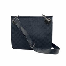 美品 GUCCI グッチ 120841 200047 GGキャンバス レザー 斜め掛け ショルダーバッグ ブラック系 黒系 イタリア製_画像1