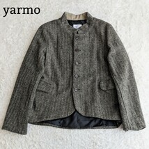 ヤーモ yarmo イギリス製 スタンドカラージャケット ジャケット ウールジャケット ヘリンボーン ウール F ブラウン 茶 イギリス製 メンズ_画像1