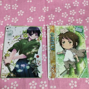  Hetalia trading card Japan Greece used 2 sheets 