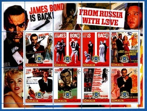 映画切手　ロシアより愛をこめて　ジェームズ・ボンド　未使用８種切手シート