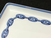 HERMES エルメス シェーヌダンクル プレート 陶磁器 ブルー 食器 箱 中古【UW110196】_画像3