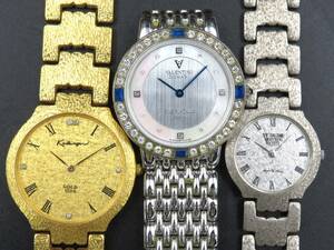 1円 山 ジャンク品 VALENTINO DOMANI FINE PLATINUM999.9 KARLERAGER GOLD1000等 まとめ売り3点セット メンズ レディース 腕時計 TTKLG3059