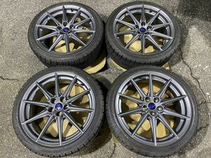 中古 美品 バリ山BRZ純正ホイールタイヤ4本セットスバル ZD8 18×7.5J PCD100 5穴 +48 ナンカン WINTERSAF WS-1 215/40R18 2022年製 9分山