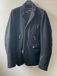 ●良品 ●JUNYA WATANABE MAN ●ジュンヤ ワタナベ マン ●ライダースジャケット ●Sサイズ ●ブラック ●迷彩 ●WOOL