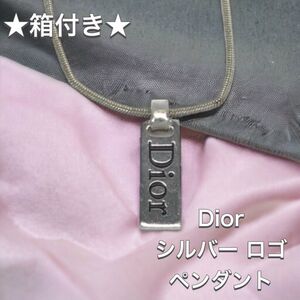 【箱付き】Dior ロゴ　ネックレス シルバー ディオール Christian Dior プレート　アクセサリー ペンダント