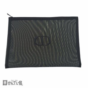 未使用 保管品 DIOR ディオール TROUSSE ポーチ ノベルティ 外箱有り ファスナー開閉式 ブラック 黒 メッシュ クラッチバッグ