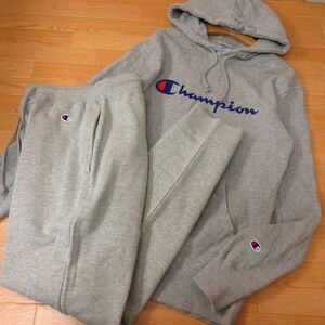 ◎良品！L 上下セット！Champion チャンピオン◆スウェット パーカー&パンツ◆メンズ グレー◆B2932