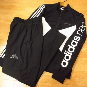 ◎美品！M 上下セット！adidas アディダス◆ジャージ ジャケット&ジョガーパンツ◆メンズ 黒◆B2973