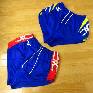 ◎MIZUNO ミズノ 陸上 L 2本セット◆ユニフォーム レーシングショートパンツ ランパン サイドスリット◆レディース 青 まとめ◆C1064