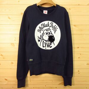 ◎LACOSTE LIVE ラコステ Billy Black Bubble◆スウェット トレーナー 裏起毛◆レディース 紺 サイズ3◆A3132