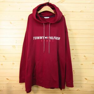 ◎TOMMY HILFIGER トミーヒルフィガー◆パーカー スウェット 裏起毛 ヒップホップ ビッグサイズ！◆メンズ ワインレッド XXLサイズ◆A3105