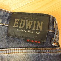 ◎美品！EDWIN 503 エドウィン WILDFIRE◆デニムデニムパンツ ストレッチ 裏起毛 暖パン USED 加工 バイカー 秋冬◆メンズ 紺 W28◆P3480_画像5