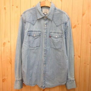 ◎Levi's リーバイス◆ウエスタンシャツ デニム ヴィンテージ加工 アメカジ 古着◆メンズ 水色 Mサイズ◆A3147