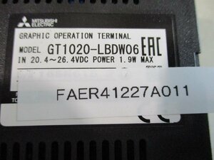 新古 MITSUBISHI GRAPHIC OPERATION TERMINAL GT1020-LBDW06 タッチパネル表示器(FAER41227A011)