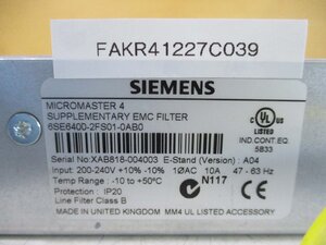 中古 SIEMENS MICROMASTER 4 SUPPLEMENTARY EMC FILTER 6SE6400-2FS01-0AB0(FAKR41227C039)