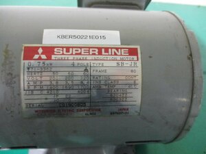 中古 MITSUBISHI SUPER LINE THREE PHASE INDUCTION MOTOR SB-JR 0.75KW(KBER50221E015)