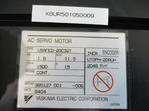 中古 YASKAWA AC SERVO MOTOR USAFED-20C32T(KBUR50105D009)