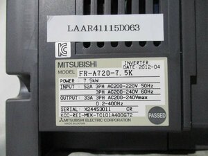 中古 MITSUBISHI FREQROL-A700 INVERTER FR-A720-7.5K インバーター 7.5kW(LAAR41115D063)