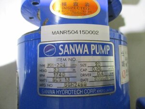 中古 SANWA PUMP MM-204 0.4KW/NIDEC INDUCTION MOTOR FELQ-8T(MANR50415D002)